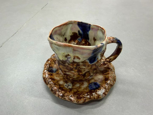 Ember Rift – Handcrafted Jingdezhen Kiln-Glazed Mug & Saucer