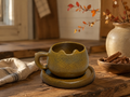 Amber Moon Handmade Jingdezhen Ceramic Mug & Saucer