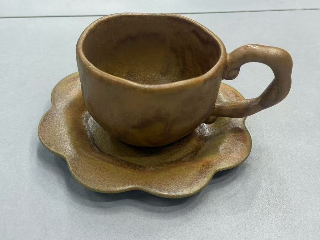 Honey Dune Bloom Handmade Jingdezhen Porcelain Mug Set