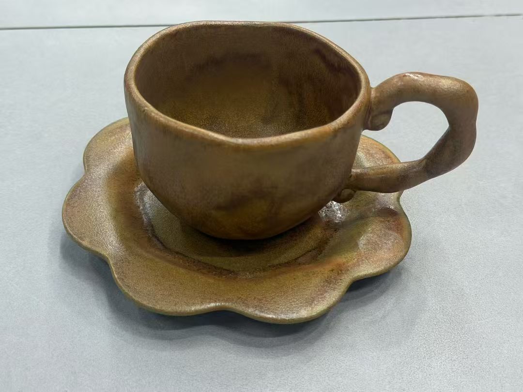 Honey Dune Bloom Handmade Jingdezhen Porcelain Mug Set
