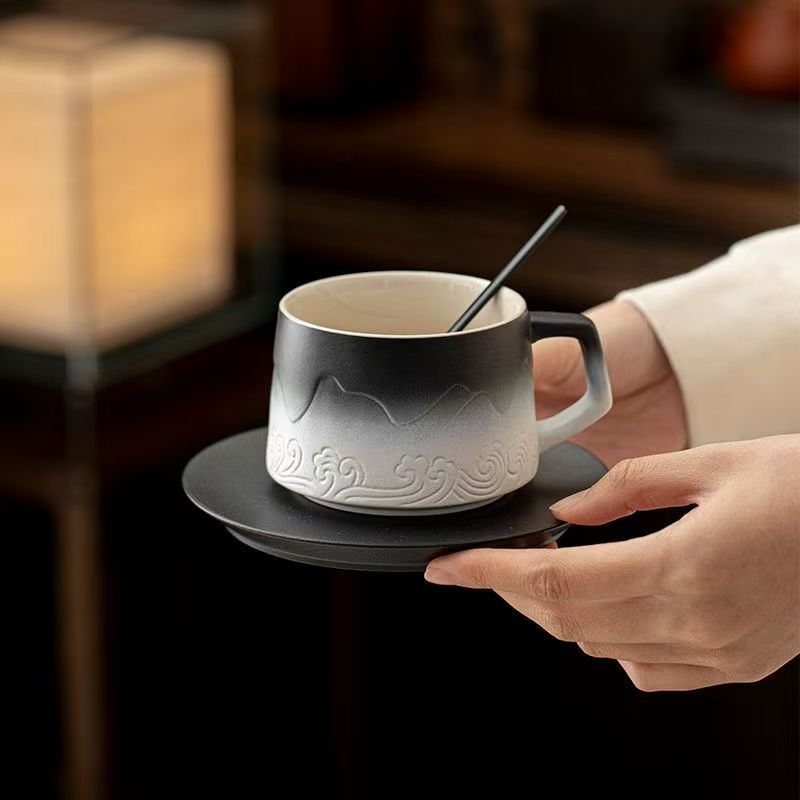 Inkveil Horizon Porcelain Mug Set（non-handmade）
