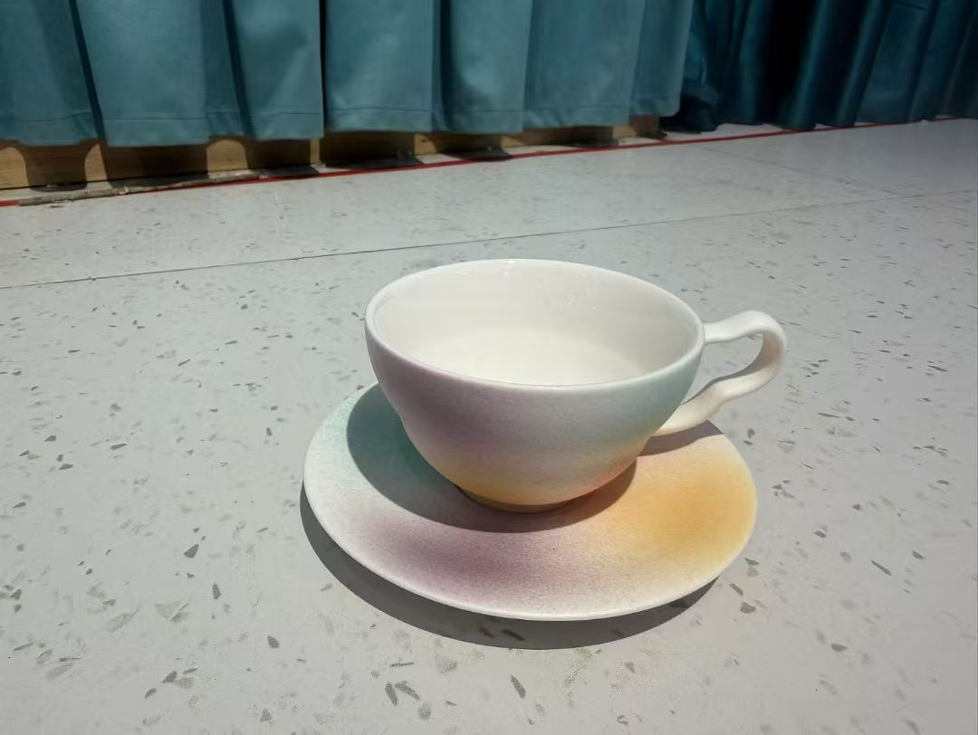 Aurora Drift – Handcrafted Jingdezhen Reactive Glaze Cup & Saucer