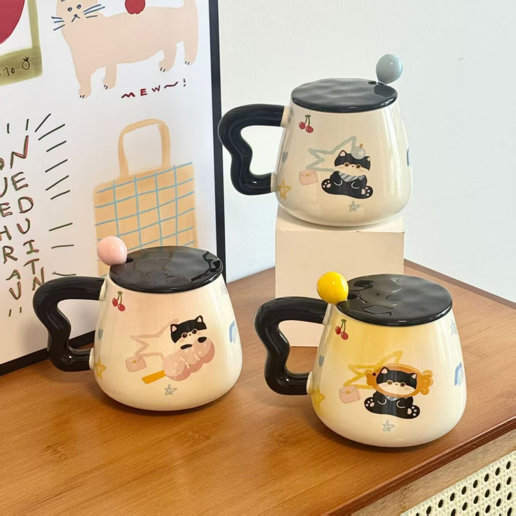OrbitCat™ Lidded Ceramic Mug（non-handmade）