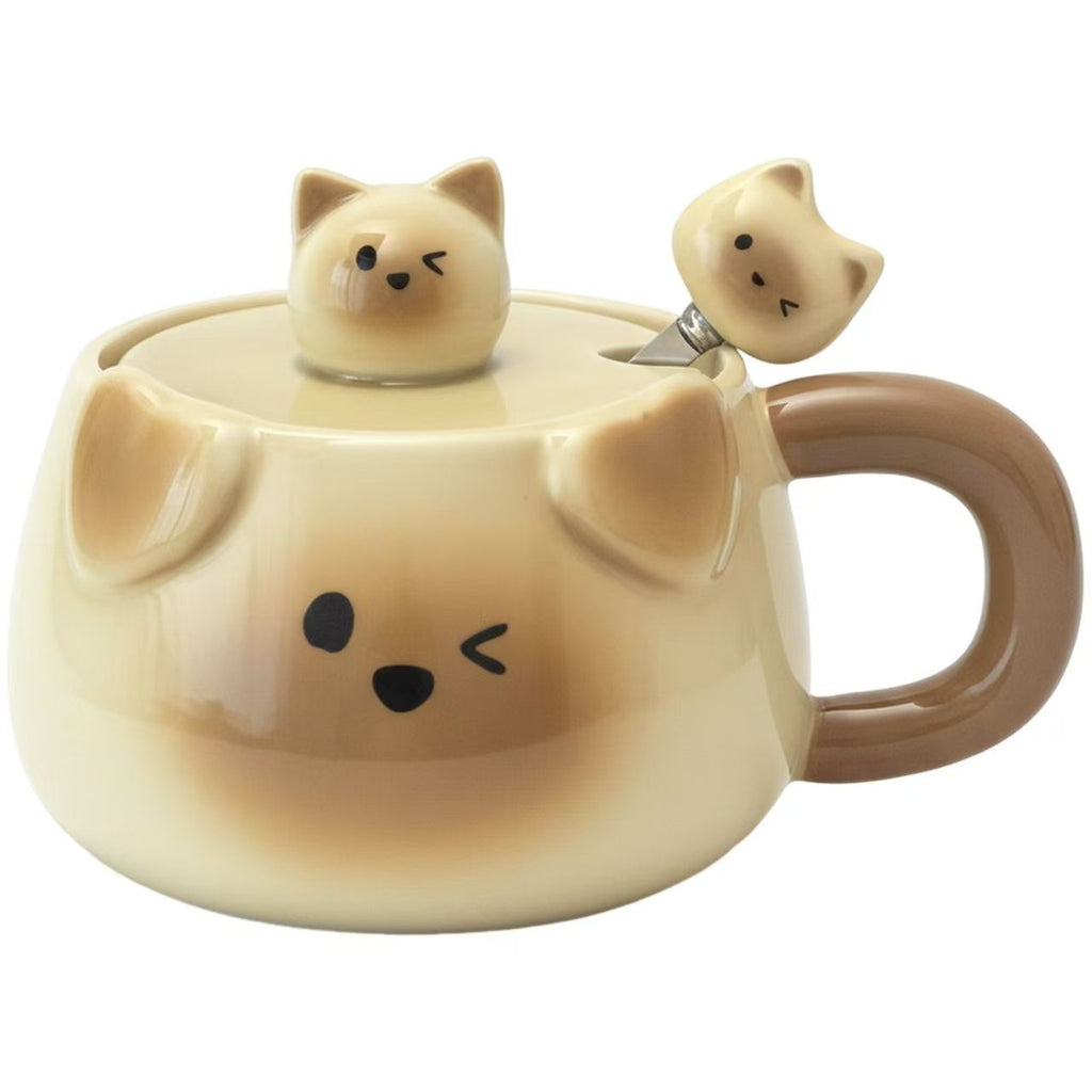 Kawaii Bear Whisper Lid Mug Set（non-handmade）