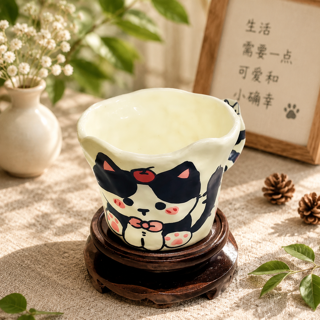Whiskerberry Charm – Handcrafted Jingdezhen Cat Mug