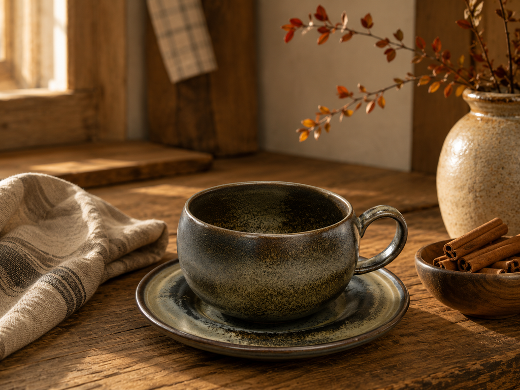 Moss Shadow Handmade Jingdezhen Porcelain Mug Set