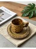 Hammered Honeycomb — Jingdezhen Hand-Chiseled Folk-Kiln Espresso Cup & Saucer Set