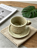 Kiln Spun Sesame — Jingdezhen Hand-Thrown Oatmeal Speckle Stoneware Mug & Saucer Set