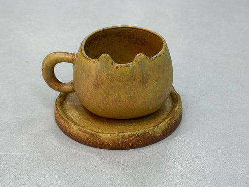 Golden Dune Wave Handmade Jingdezhen Porcelain Mug Set