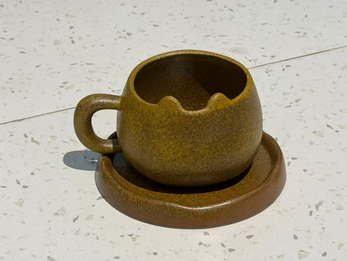 Amber Moon Handmade Jingdezhen Ceramic Mug & Saucer