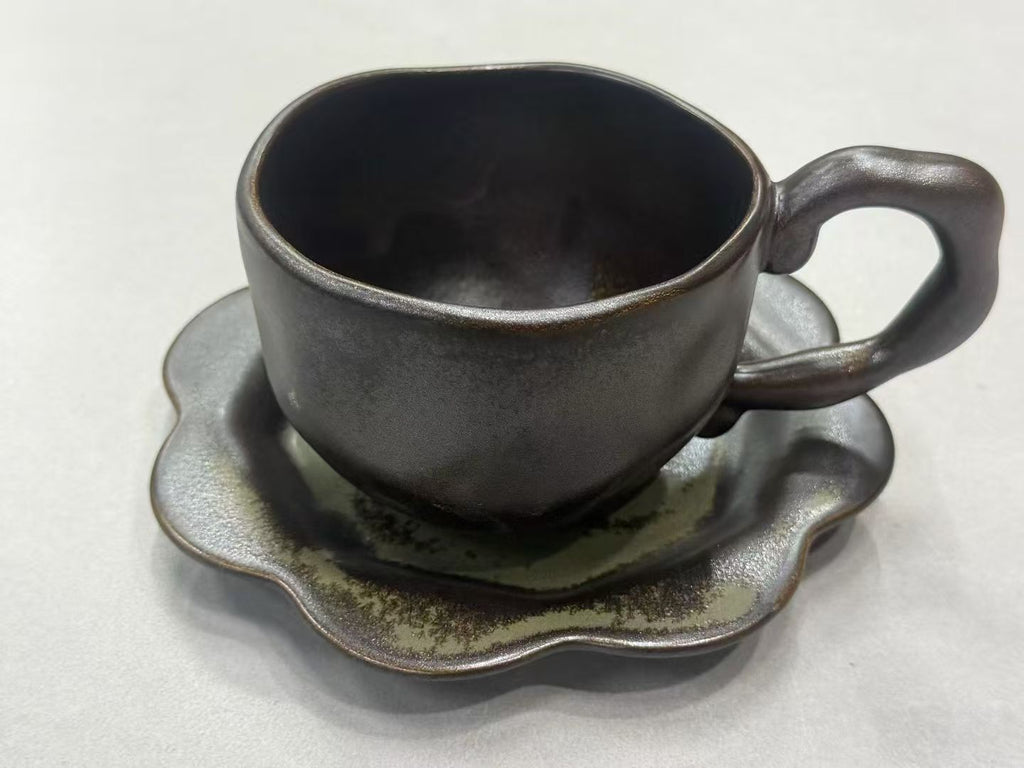 Midnight Moss Bloom Handmade Jingdezhen Porcelain Mug Set