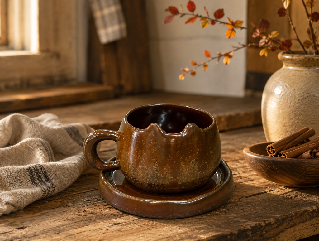 Ember Wave Handmade Jingdezhen Porcelain Mug Set