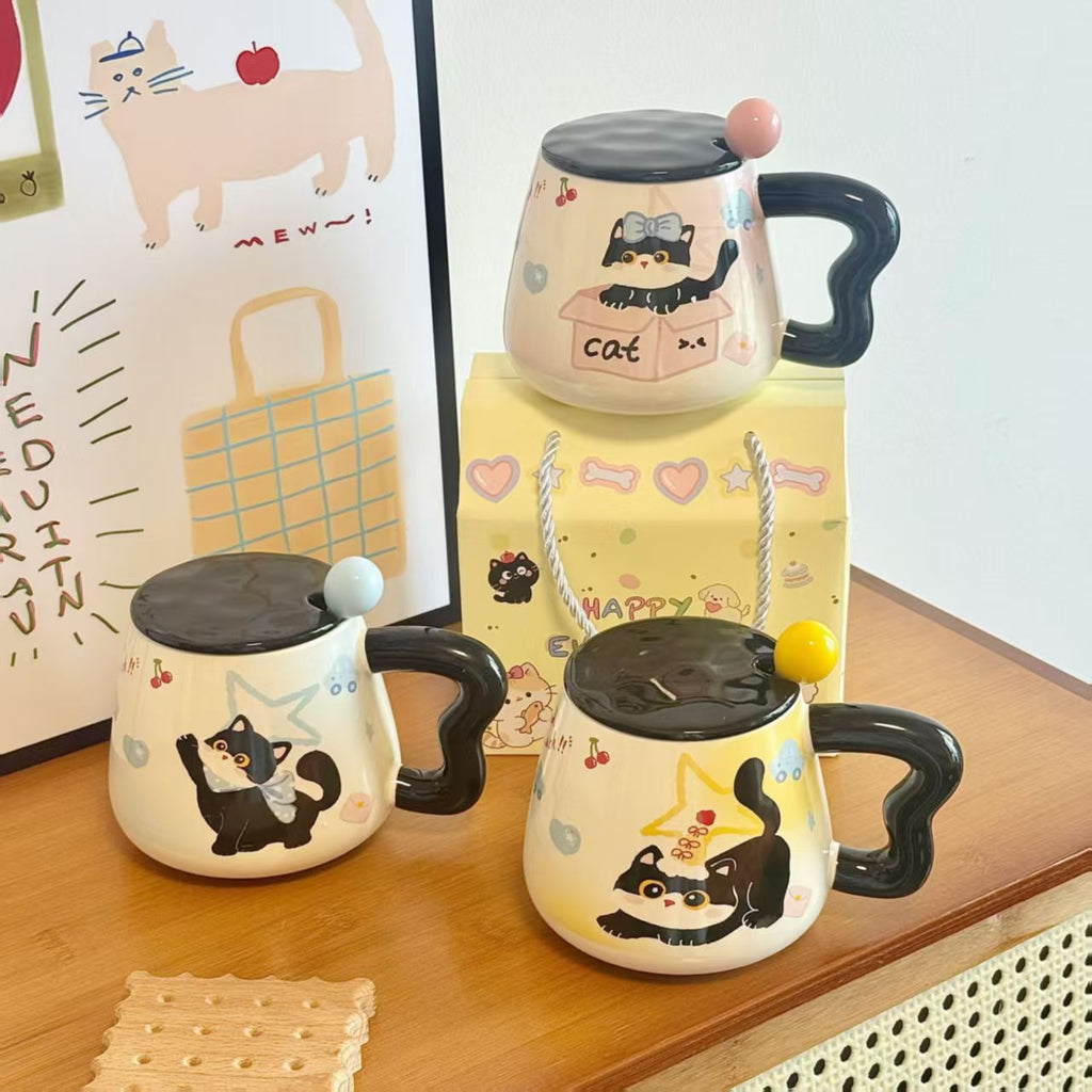 OrbitCat™ Lidded Ceramic Mug（non-handmade）