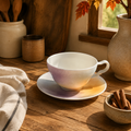 Aurora Drift – Handcrafted Jingdezhen Reactive Glaze Cup & Saucer