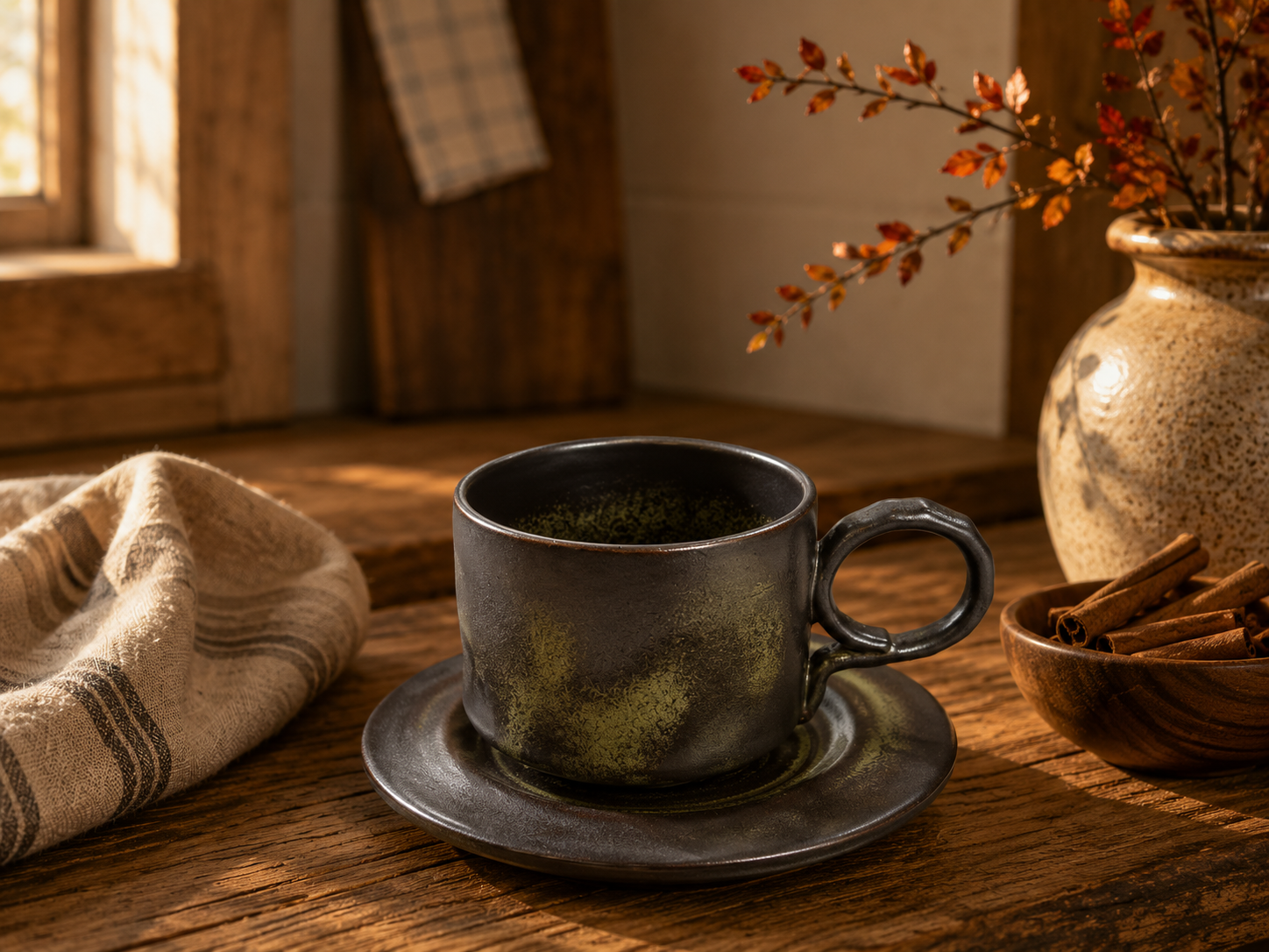 Graphite Moss Handmade Jingdezhen Porcelain Mug Set
