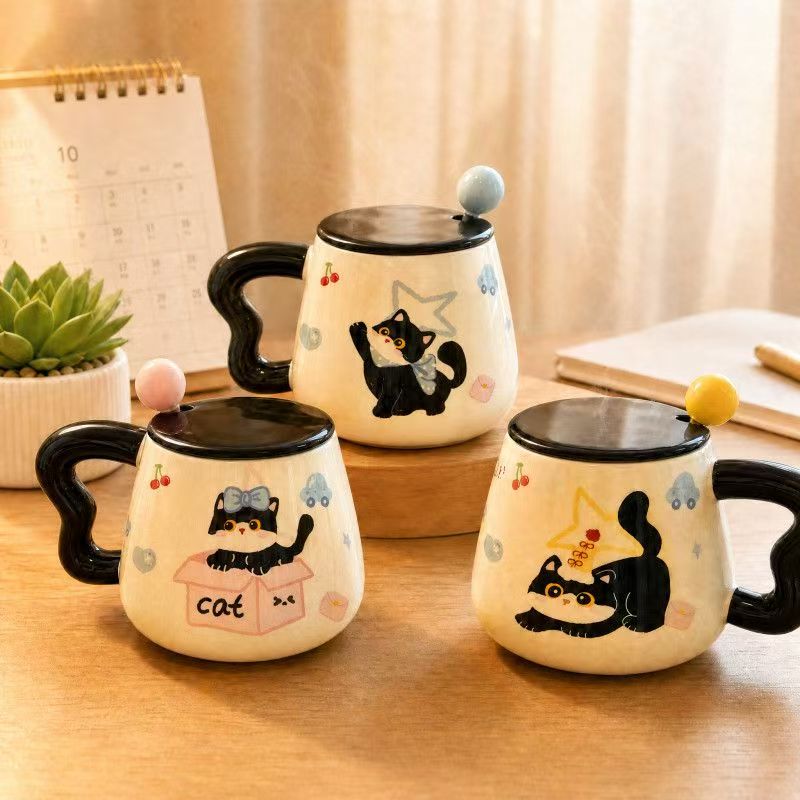 OrbitCat™ Lidded Ceramic Mug（non-handmade）