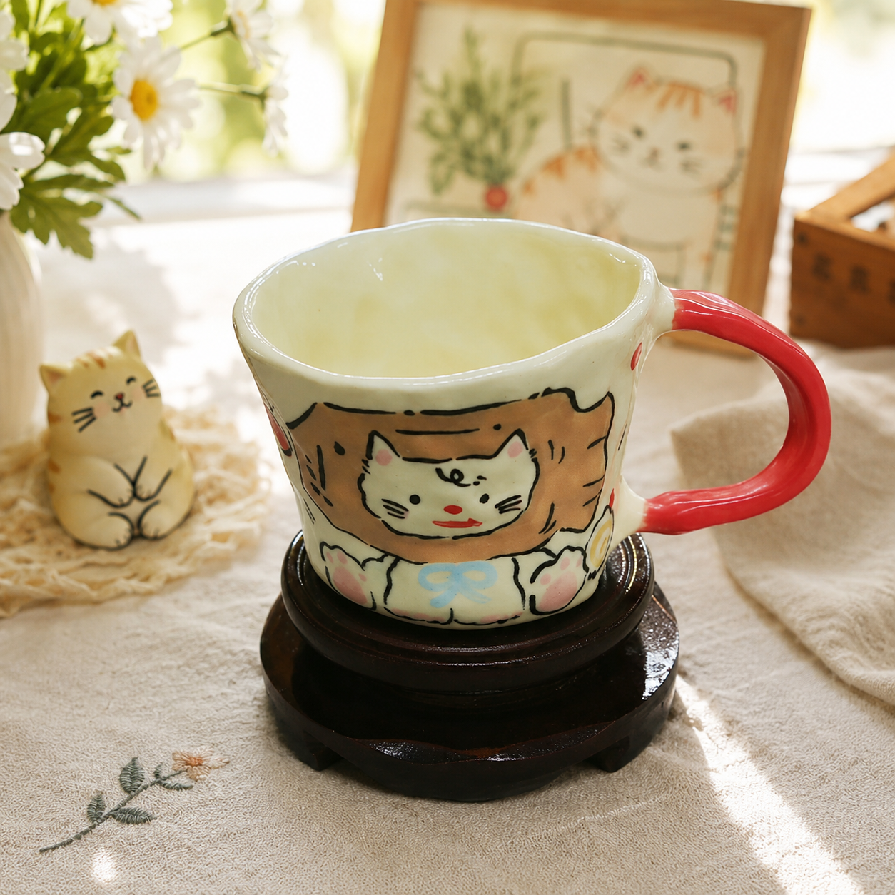Crimson Paws Atelier – Hand-Painted Jingdezhen Cat Mug
