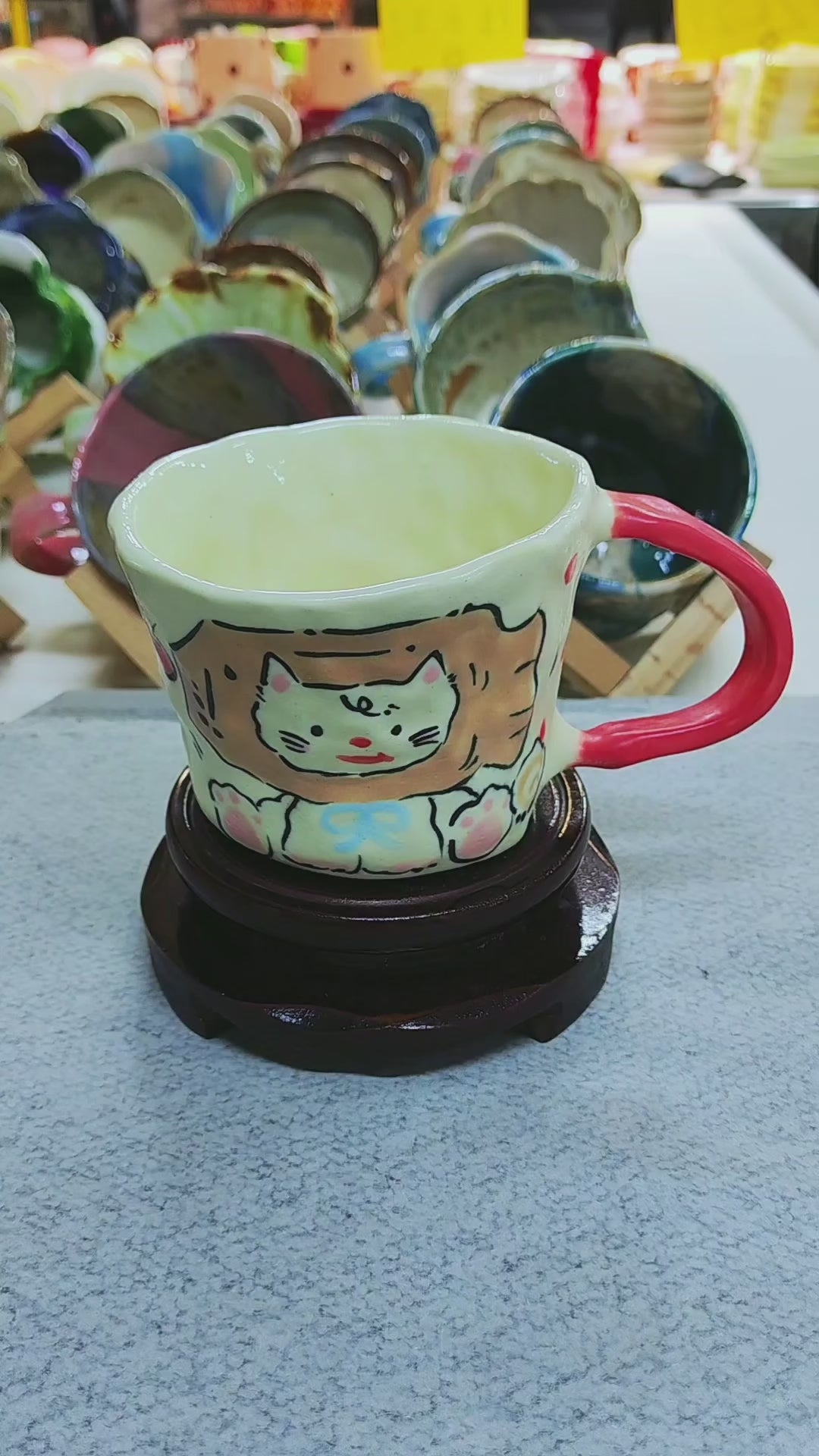 Crimson Paws Atelier – Hand-Painted Jingdezhen Cat Mug